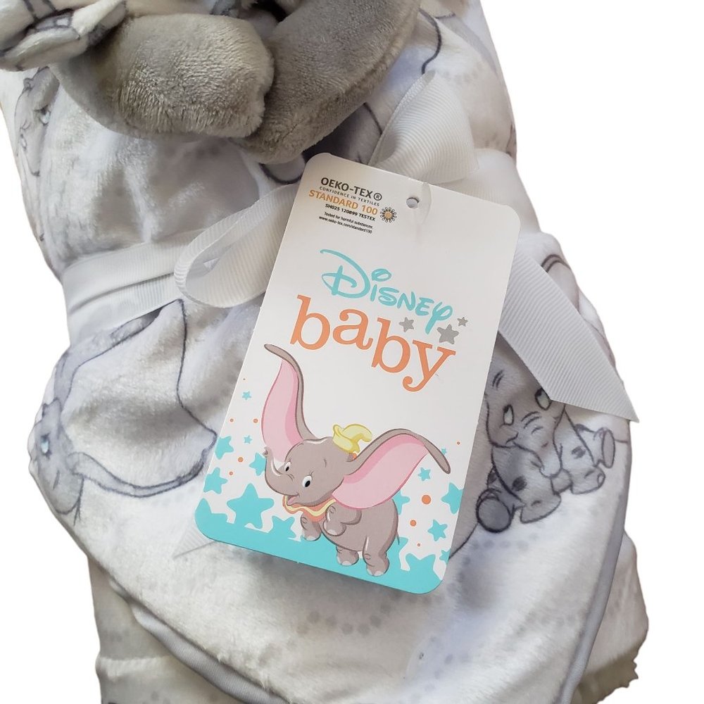 Disney Dumbo Gray White Sherpa Baby Blanket & Lovie 2 Piece Set NWT - Picture 2 of 6